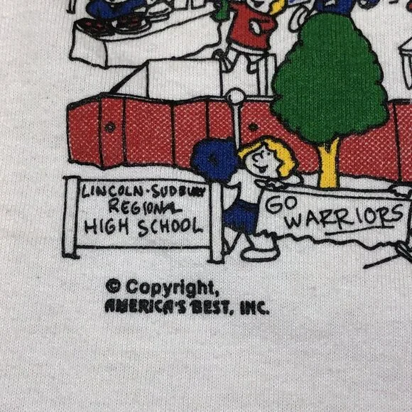 Vintage Sudbury Massachusetts Cartoon Town Americas Best Screen Stars T-Shirt - Picture 4 of 14
